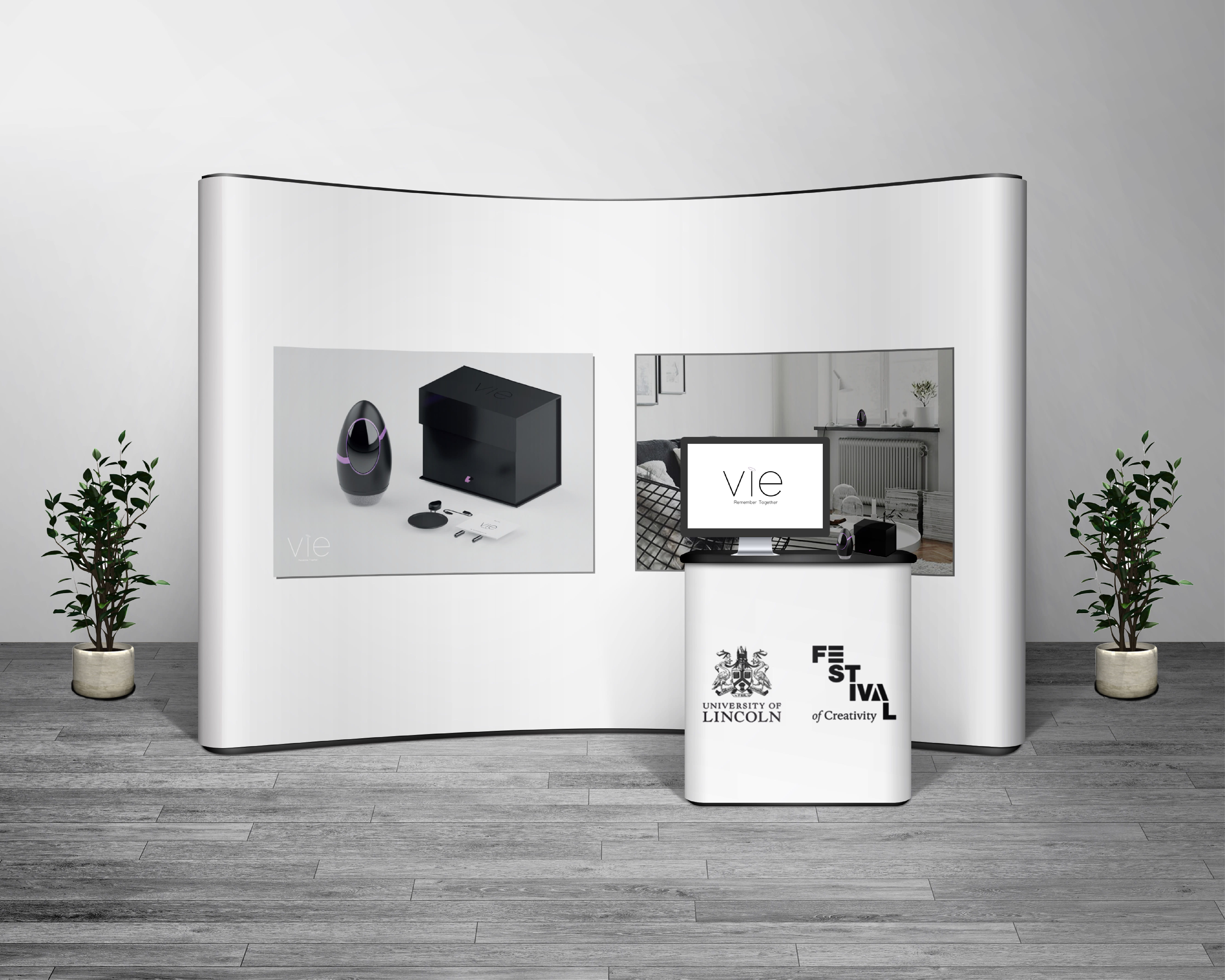 Image demonstrates showcase stand displaying the Urn and supporting materials.