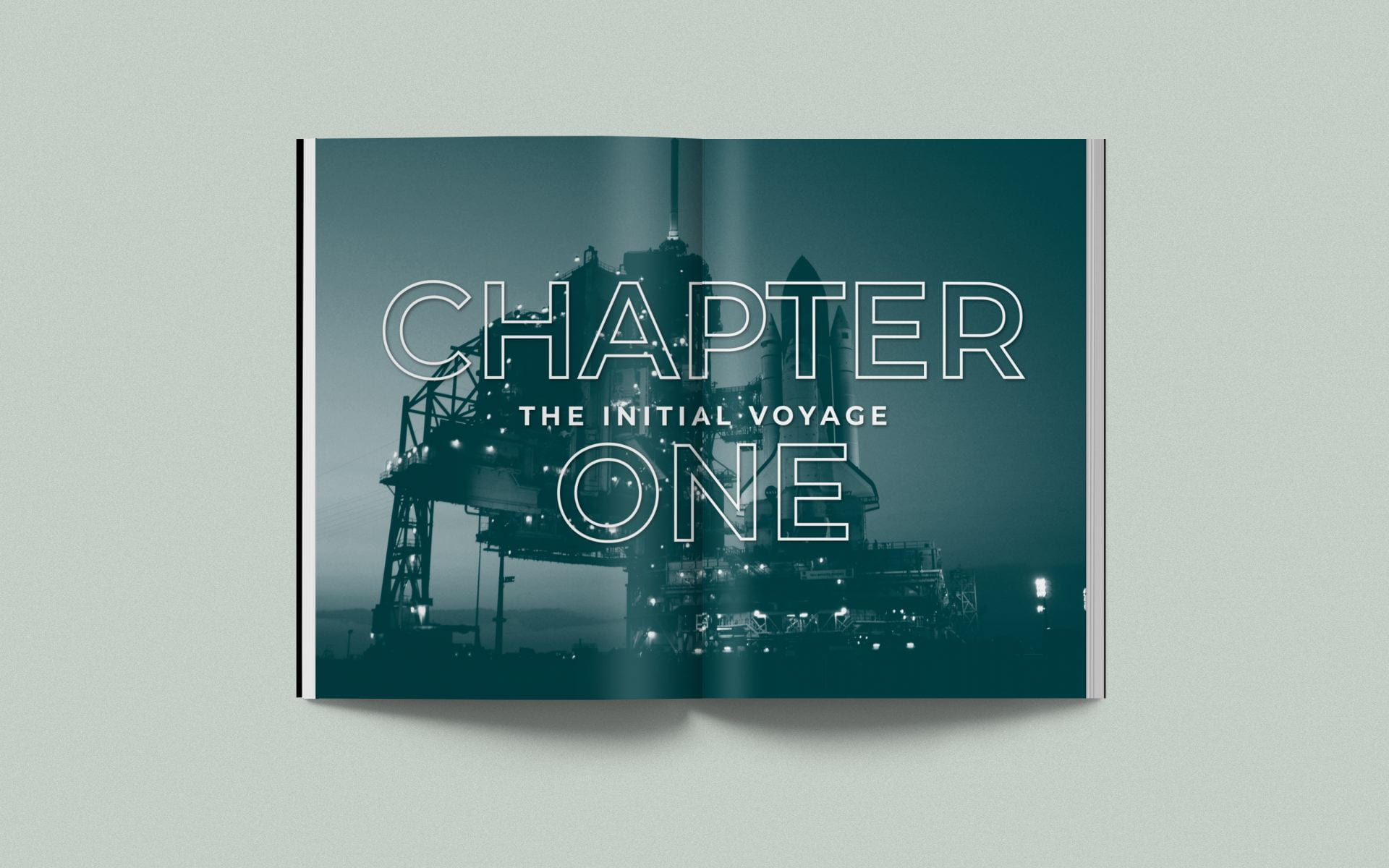 Chapter one 'The Initial Voyage' with background image of space launch.