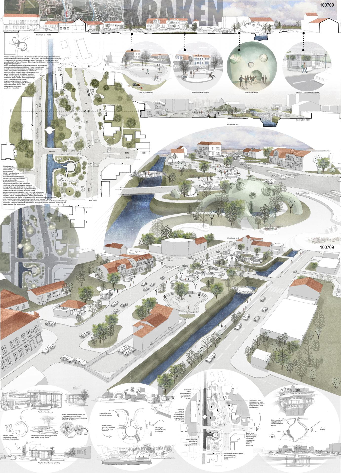 Graphic of award-winning Erasmus design studio redesigning a town square in Poland.