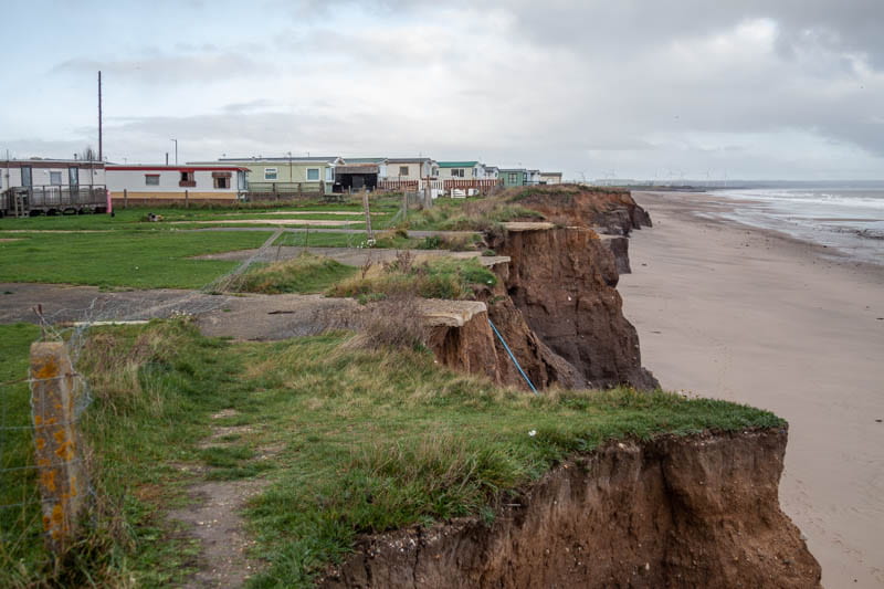 Caravan park threatened by coastal erosion, Skipsea.