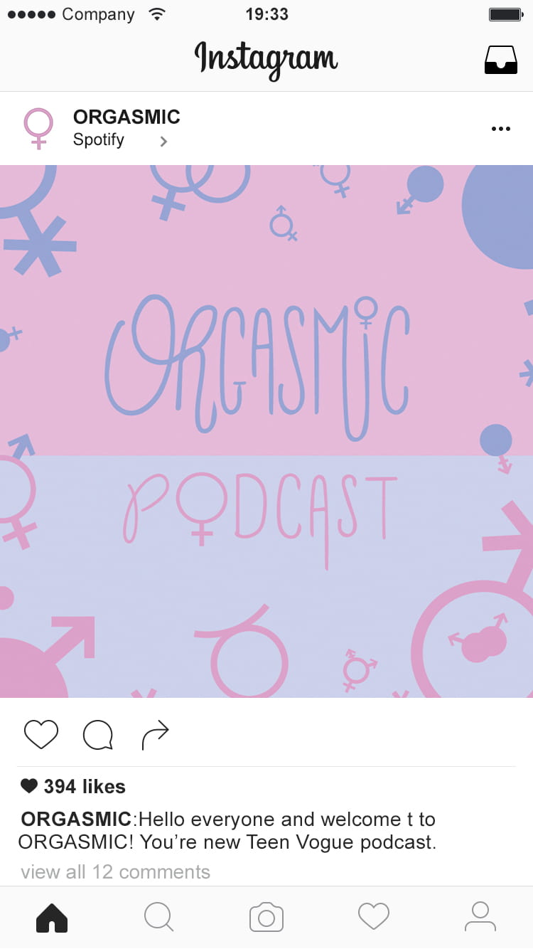 A screenshot of an Instagram profile displaying a pink/purple album cover saying 