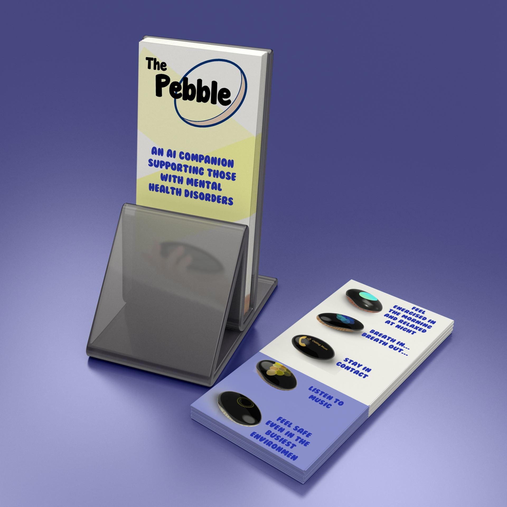 Graphical illustration of Pebble product brochure.