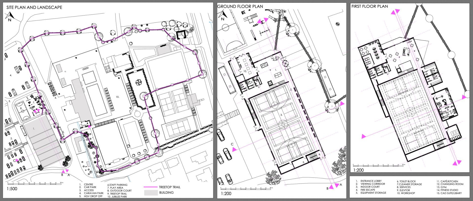 Site plan showing where the building will sit within its context