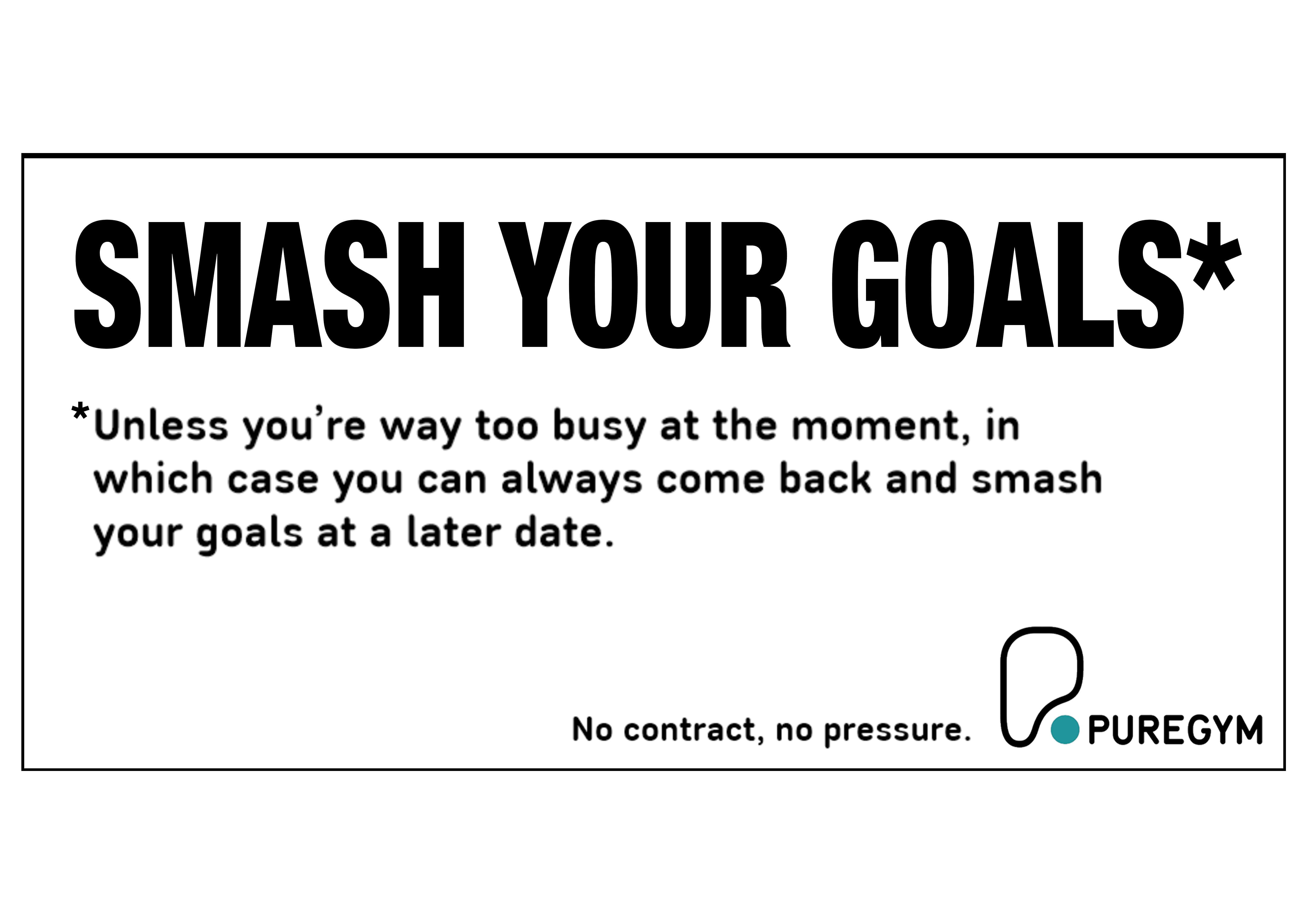 PureGym Billboard ad that reads: Smash your goals