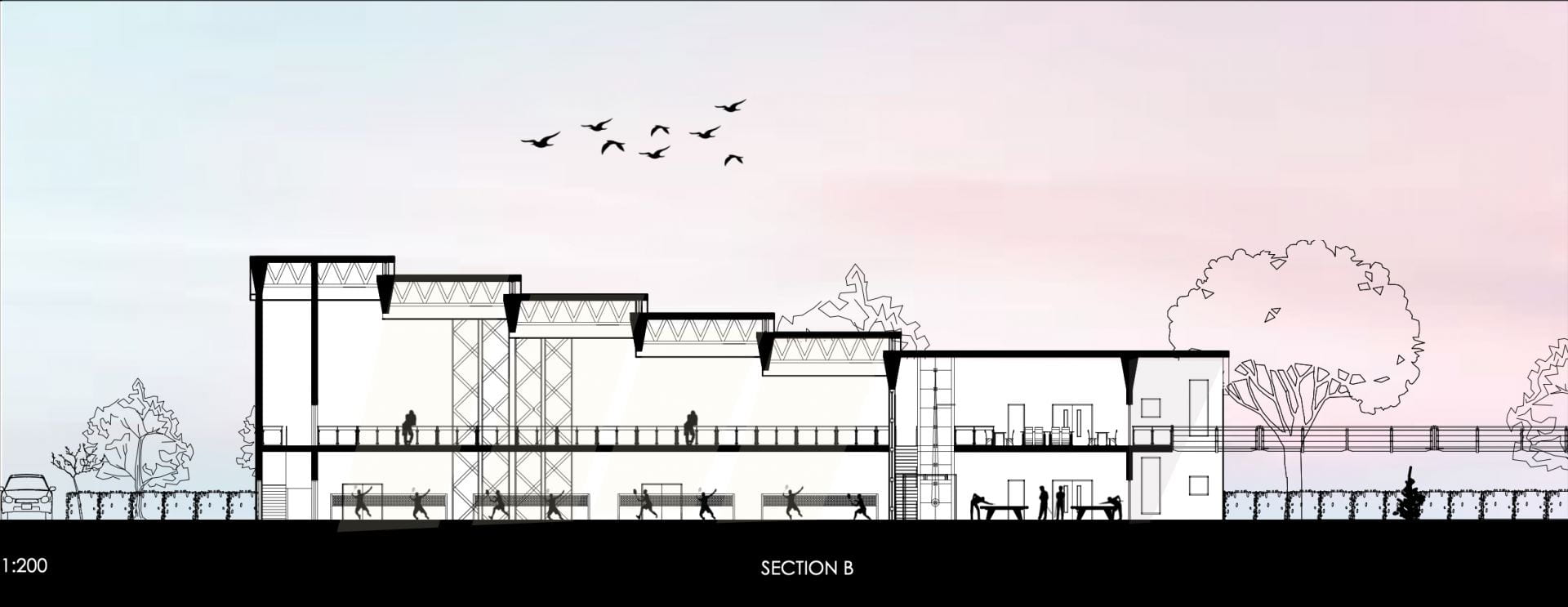 Sectional diagram showing how the building is designed