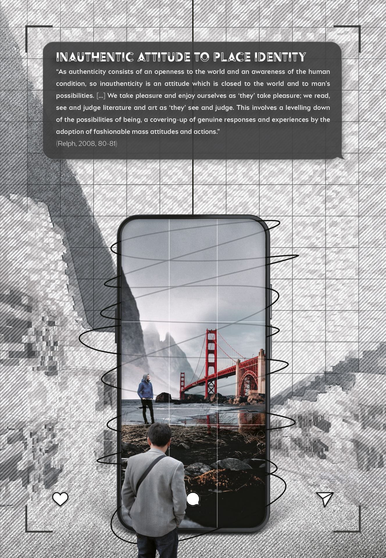 Concept of viewing a bridge through a phone.