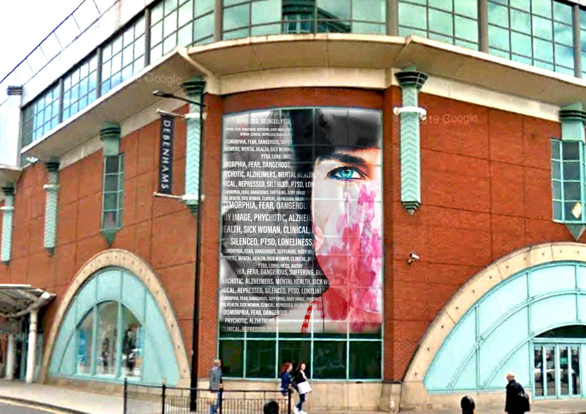 Digitally layered portraiture and typography mural designed to raise awareness for silent illnesses.  One of a series as part of end of my virtual tour of through lincoln.