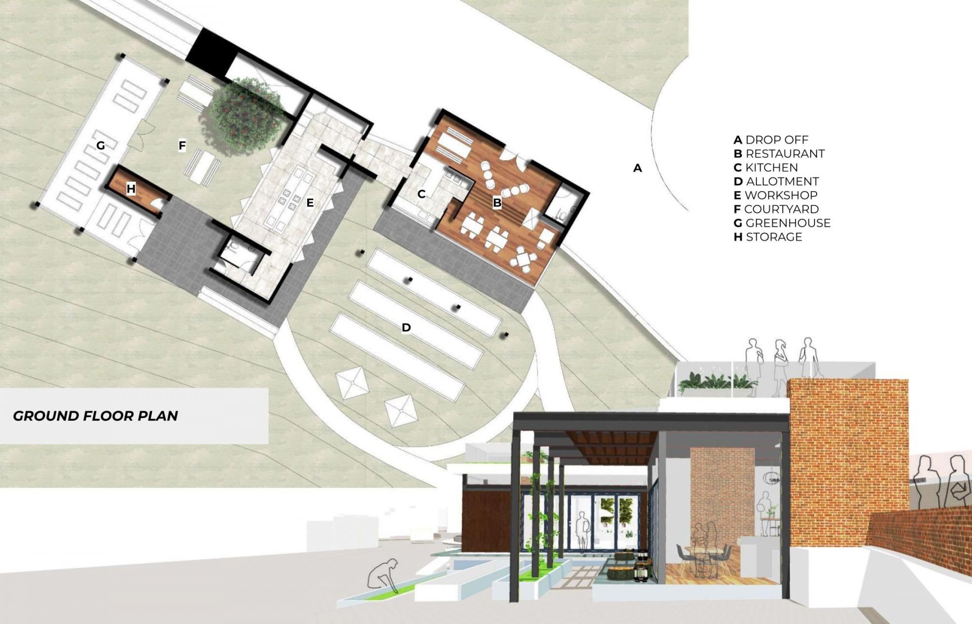 Ground floor plan and visualization