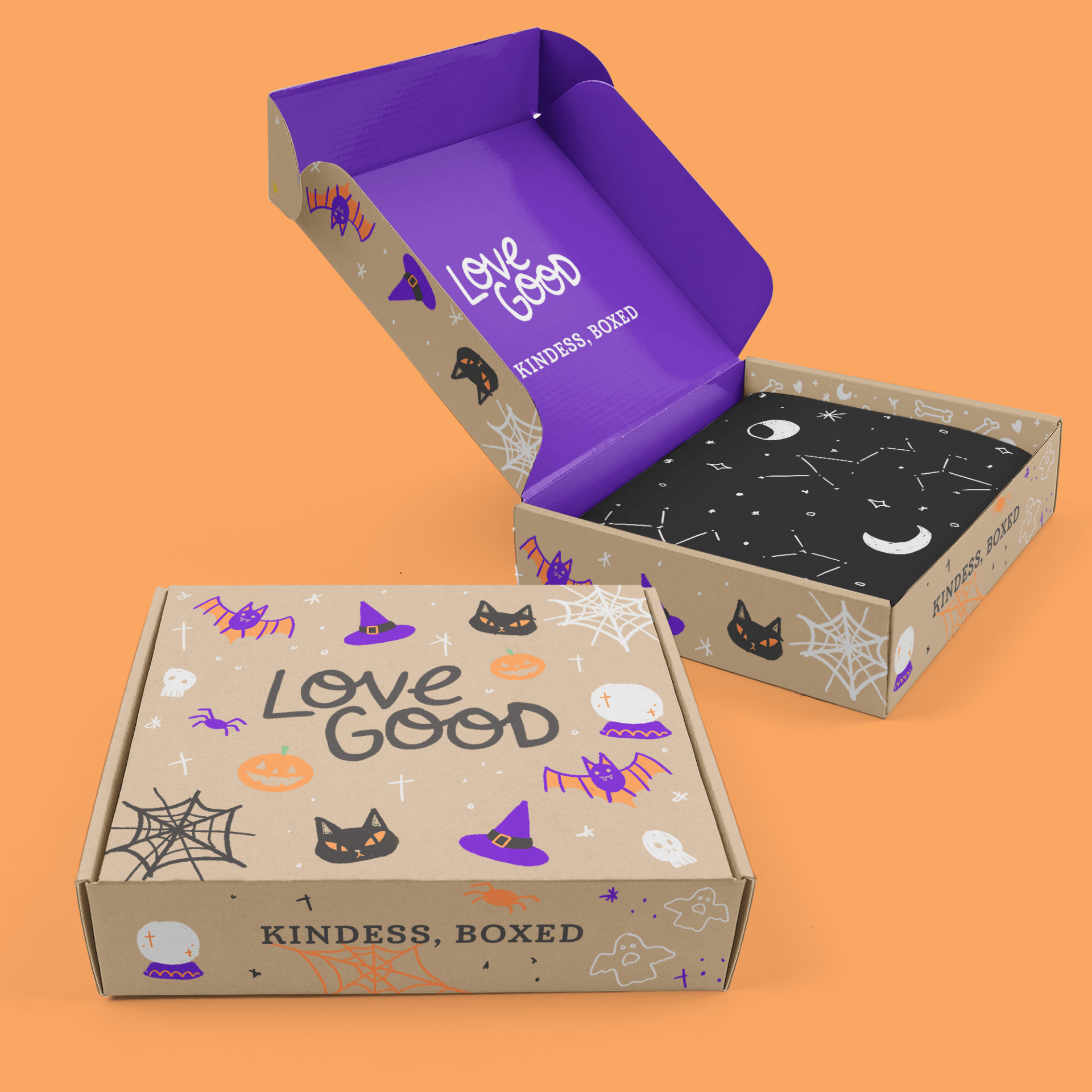 Subscription box packaging design: Halloween themed for October.